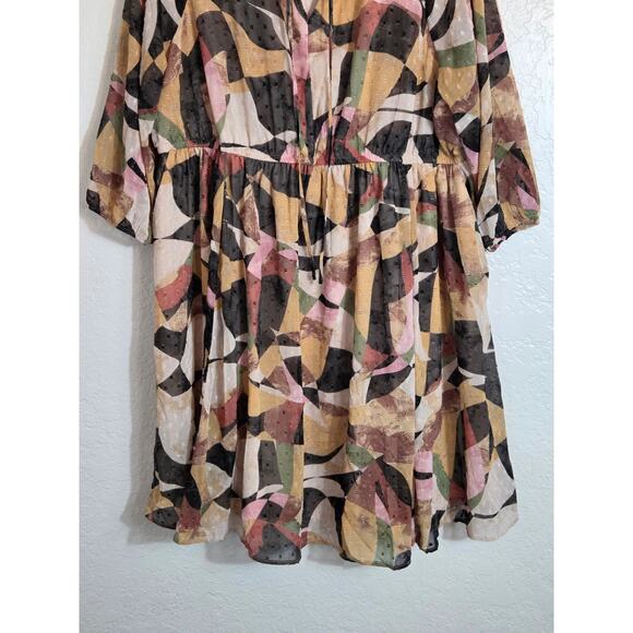 Torrid Clip Dot Keyhole Dress Women’s 3X Black Mini Short Sleeve Plus Size Flowy - Picture 3 of 11